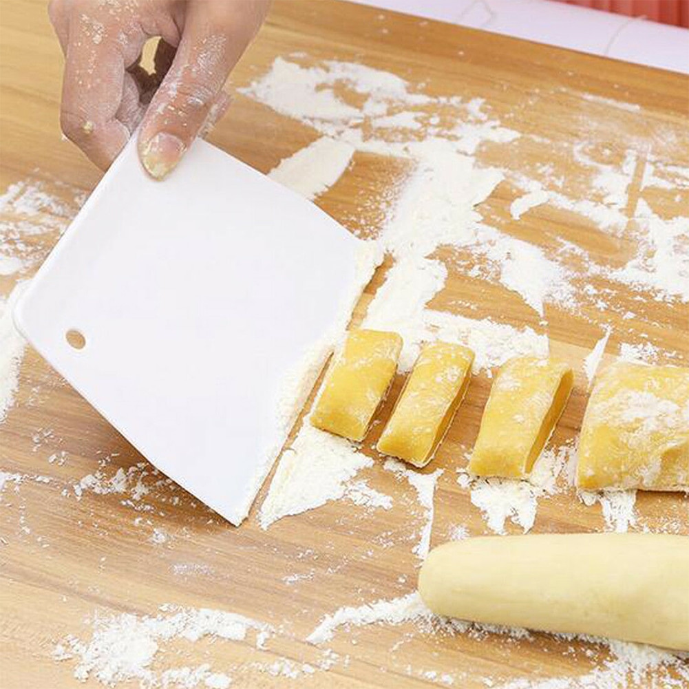 Trapeziumvormige Plastic Schraper Wit Trapeziumvormige Pastry Deegschraper Cutter Plastic Bakken Cake Keuken Gereedschap