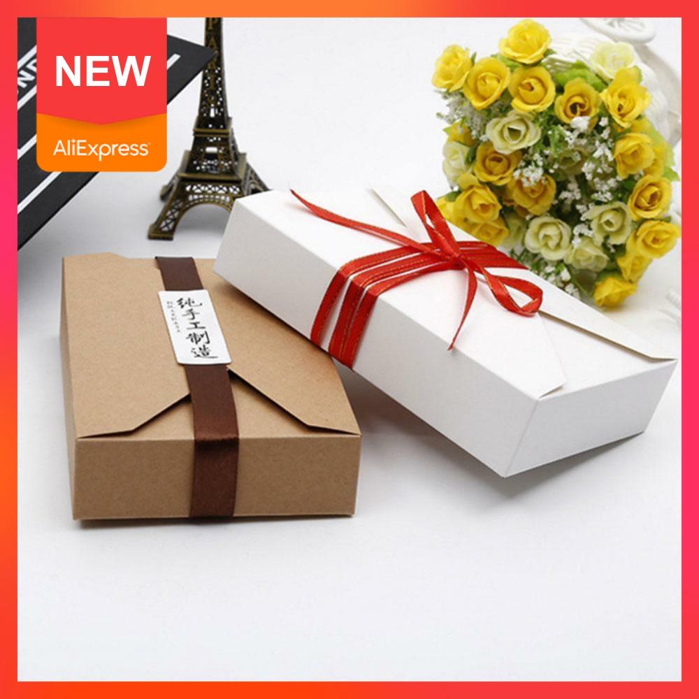 10PC 19.5*12.5*4cm Kraft Paper/White Boxes Envelope Box Presentation Styled For Wedding Invitation Cards T6K9