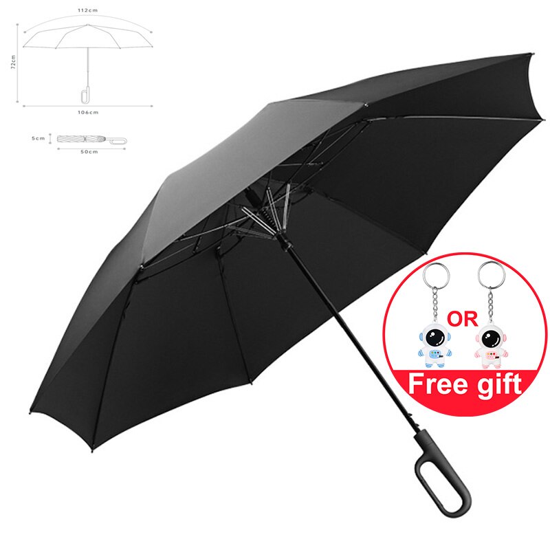 Ombrello ZuoDu con fibbia ombrello automatico da uomo pieghevole rinforzato Anti-storm ombrello da sole per donna a doppio scopo Rain &amp; Shine: Black
