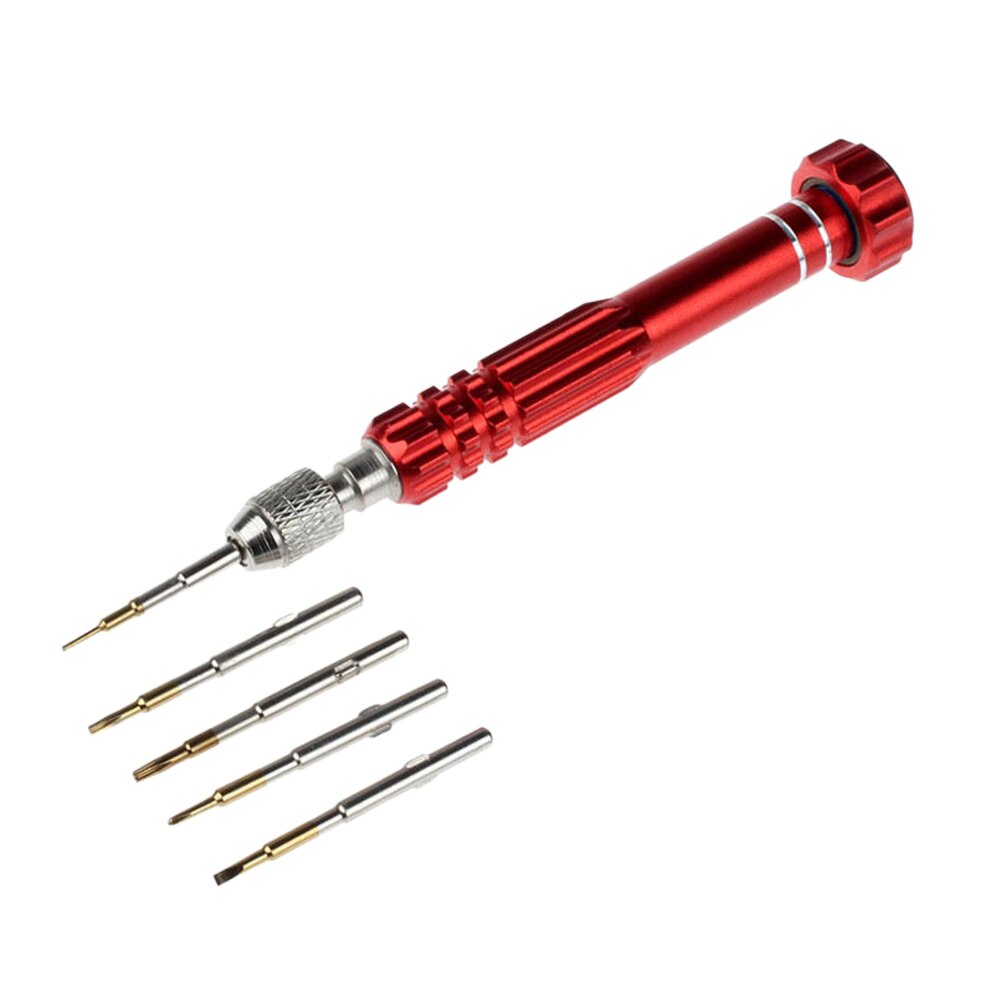 Juego de destornilladores QPtools 5 en 1 de aleación de aluminio de precisión para Iphone Samsung Galaxy, herramienta de desmontaje para reparación de teléfonos inteligentes: Red