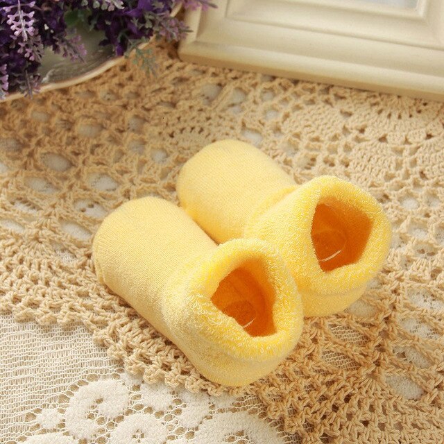 Ideacherry Baby Socks Autumn Winter Thicken Newborn Sock Warm Baby Boy Girl Socks Floor Antiskid Sock For Kids 0-3 Year: Yellow