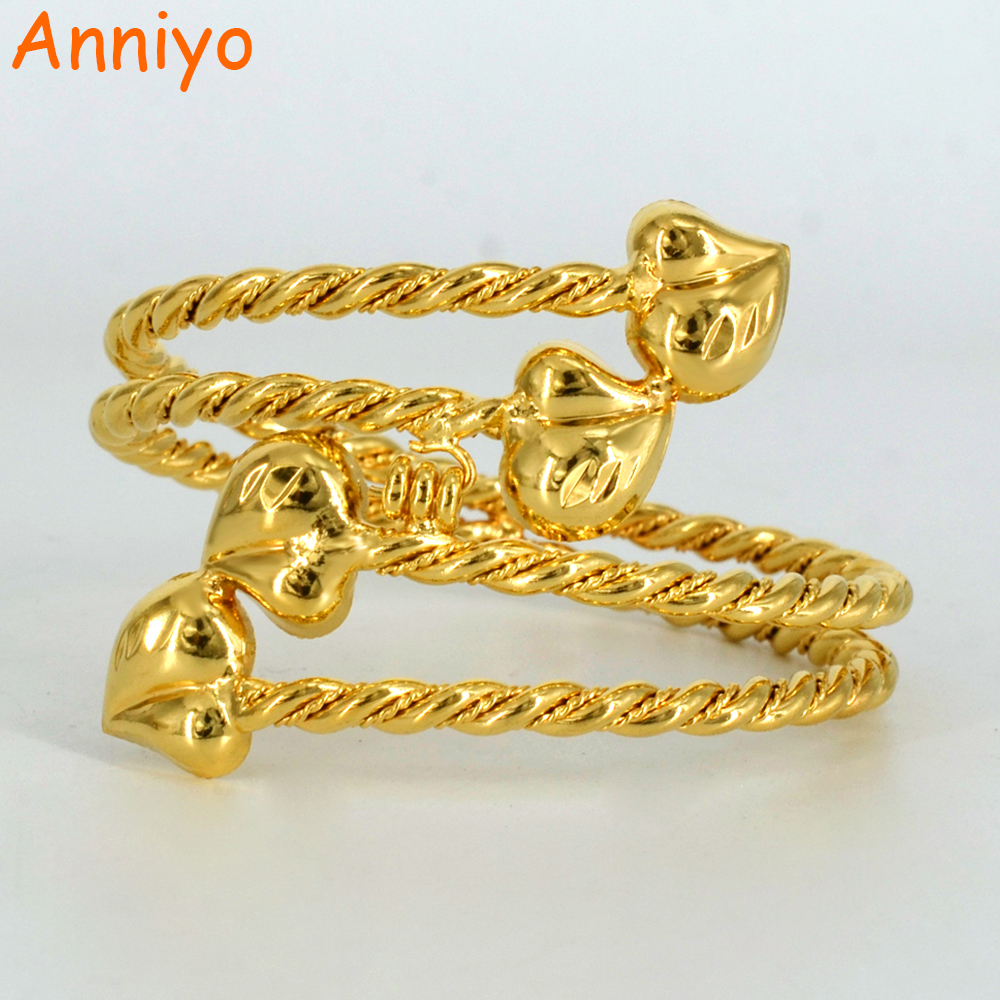 Anniyo-brazalete etíope de Color dorado para mujer, pulsera de corazón de Dubai, joyería, accesorios árabes africanos, #061006