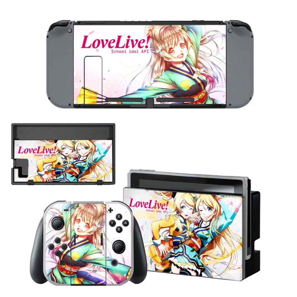 Anime Cute Girl Lovelive Decal Vinyl Skin Sticker for Nintendo Switch NS Console+Controller+Stand Holder Protective Film