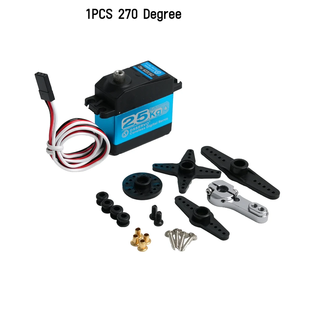 DS3225 Pro actualizar 25KG Servo Digital sin núcleo alto Torque 180/270 grados engranaje de Metal impermeable para 1:8 1:10 1:12 RC coche Robot: Blanco