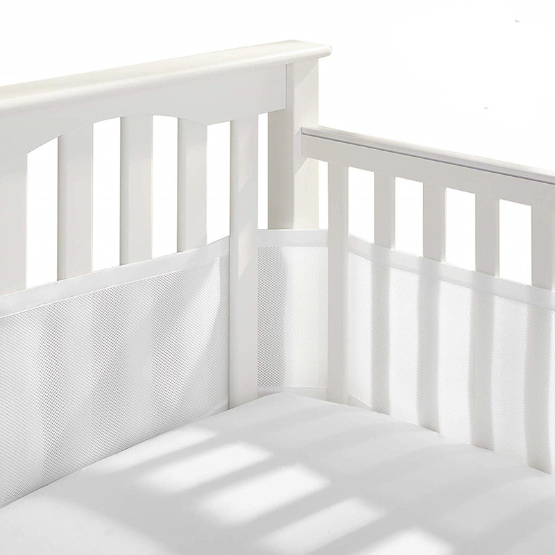 2 stücke s Gittergewebe Krippe Schutz Baby Bettwäsche einstellen Neugeborene Zimmer Dekor Art Sicheren Zaun Neugeborenen Baby Bett Stoßstange Komfortable: Weiß