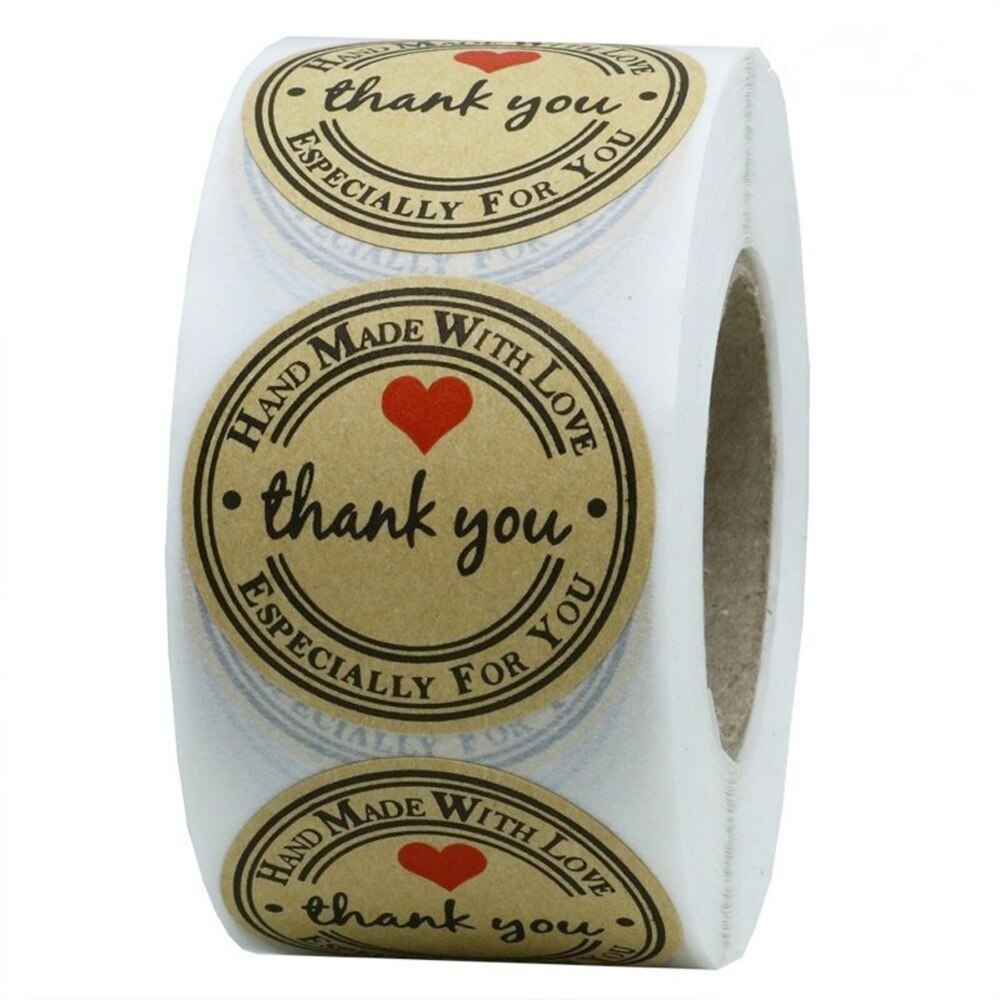Custom kraft paper roll sticker thank you sticker packing seal label sticke rНаклейка уплотнения