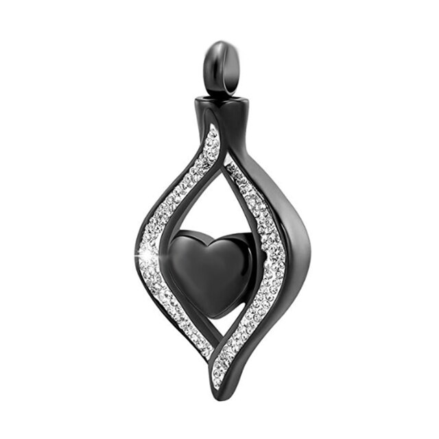 Gioielli in cremazione in acciaio inossidabile per ceneri The Eye of My Heart gioielli commemorativi per ricordo incisi per ciondolo collana in urna: Black  No Engrave