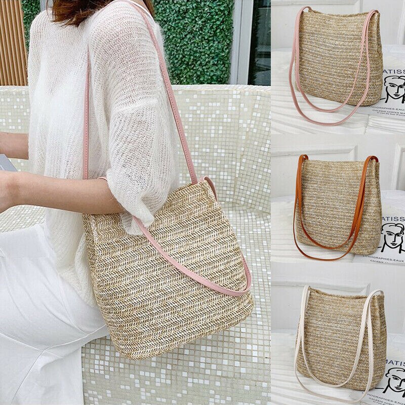 Boheemse dames schoudertas handgeweven rotan stro tas grote capaciteit zomer strandtas