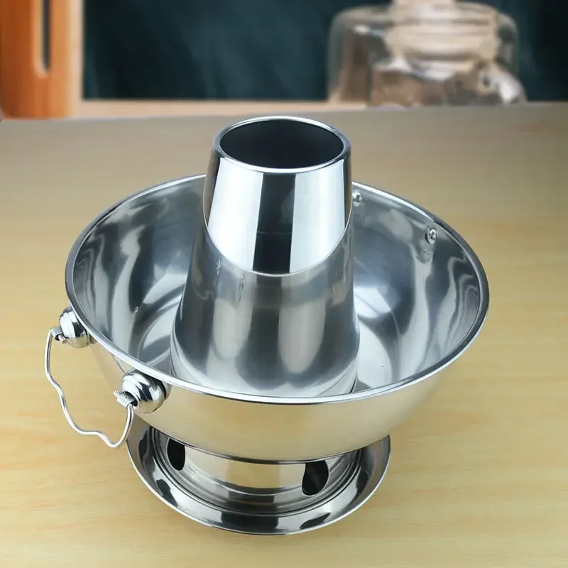 1,8 liter roestvrijstalen hete pot, Chinese fondue lam Chinese houtskool hotpot buitenfornuis picknickfornuis
