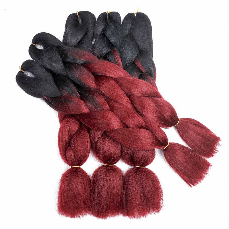 Lelinta Ombre Jumbo Braiding Hair Extensions Kanekalon Synthetic Braiding Hair 24inch 3Pack/Lot Two Tone Braiding Hair (Brown)