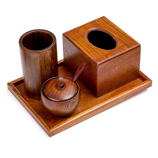 Wooden Condiment Container Seasoning Box Set Condiment Canisters Pots with Wooden Spoon Lid and Base,Secure Durable Organization: SetB