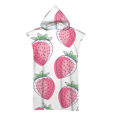 Volwassen Vruchten Afdrukken Microfiber Strand Poncho Handdoek Met Capuchon Zwemmen Surf Veranderende Gewaden Sneldrogend Badhanddoeken Beachwear: 8