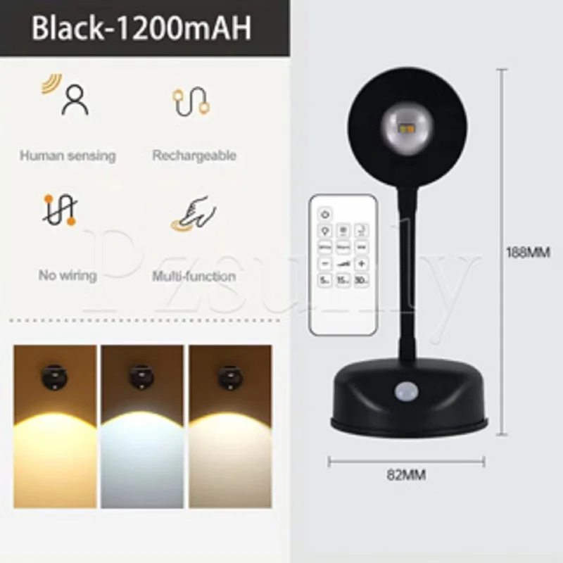 Holofotes usb recarregável inteligente sensor humano sem fio luz de parede regulável led holofote para iluminar pinturas fotos: YELLOW