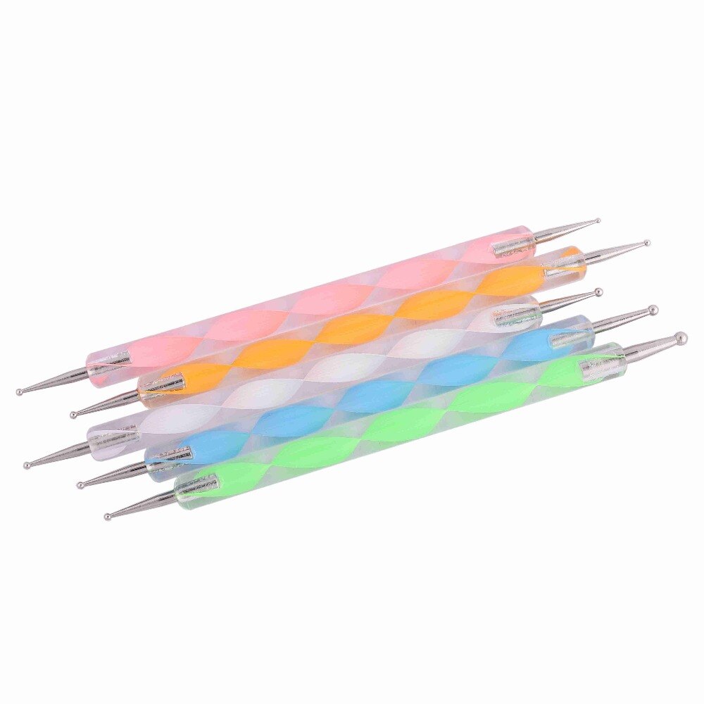 ROSALIND 5 stks/set 2 way Puntjes Pen Nail Tool Nail Art Pen Set Voor UV Gel Nail Te Marbleizing Schilderen tool Nail Art Dot Set