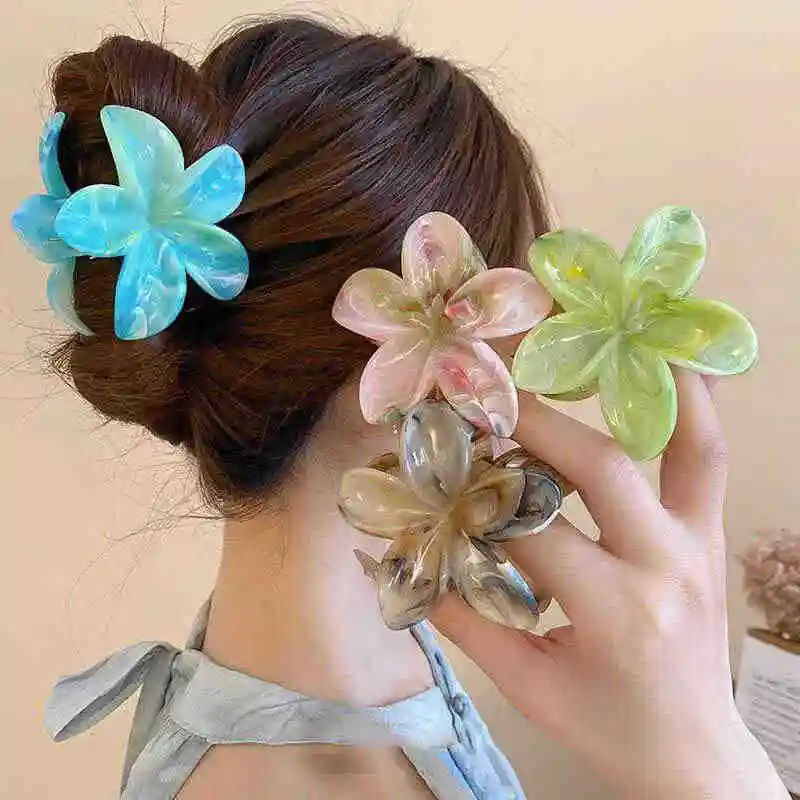 Flower Hair Claw Clip for Women Hair Clips Crab Clamp Barrettes Girls Hair Accessories Summer Shark Hairpin Headwear 1pc