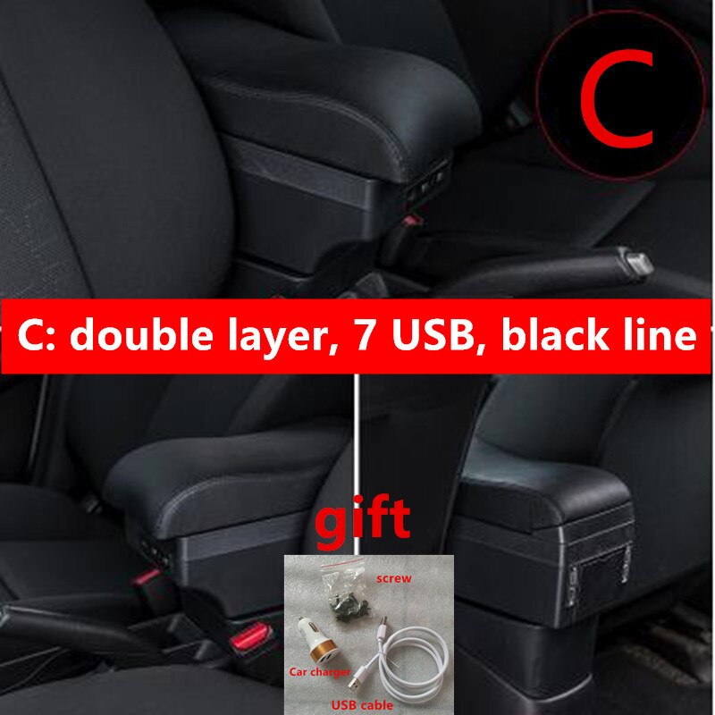 For Renault Clio Captur Armrest box: C black black line