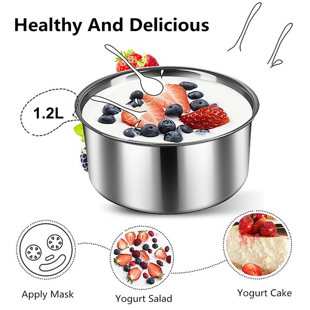 1.2L 220V Yogurt Makers Full Automatic Yogurt Machine Maker Household Stainless Steel/PP DIY Yogurt tools Mini Kitchen Appliance
