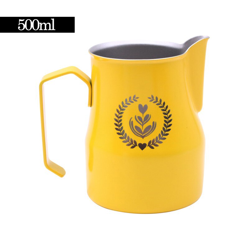 350/500/700ml Koffie Melk Opschuimen Jug Teflon Oppervlak Grote Buik Barista Pitcher Mok Roestvrij Staal Melk jug Voor WBC Concurrentie: 15