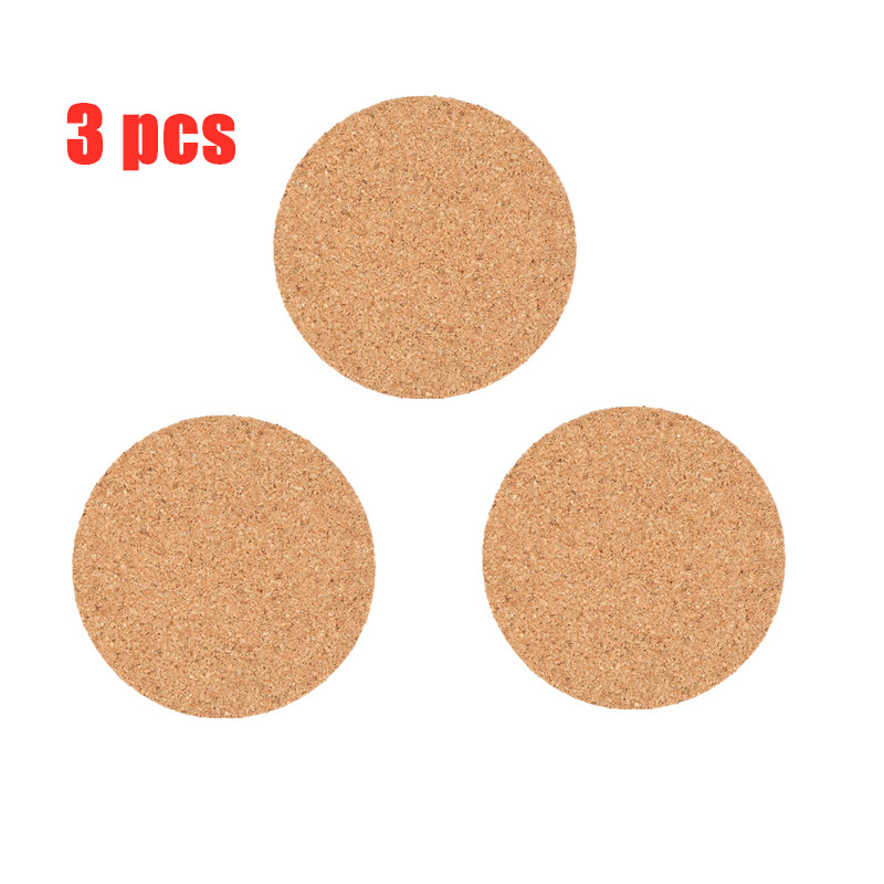 3/5/10 pcs Cork Coaster Set Coffee Cups Mat Wood Pattern Tablemats Drinking Glasses Placemat Cork Cup Stand Cafe Bar Accessoires: 3 pcs