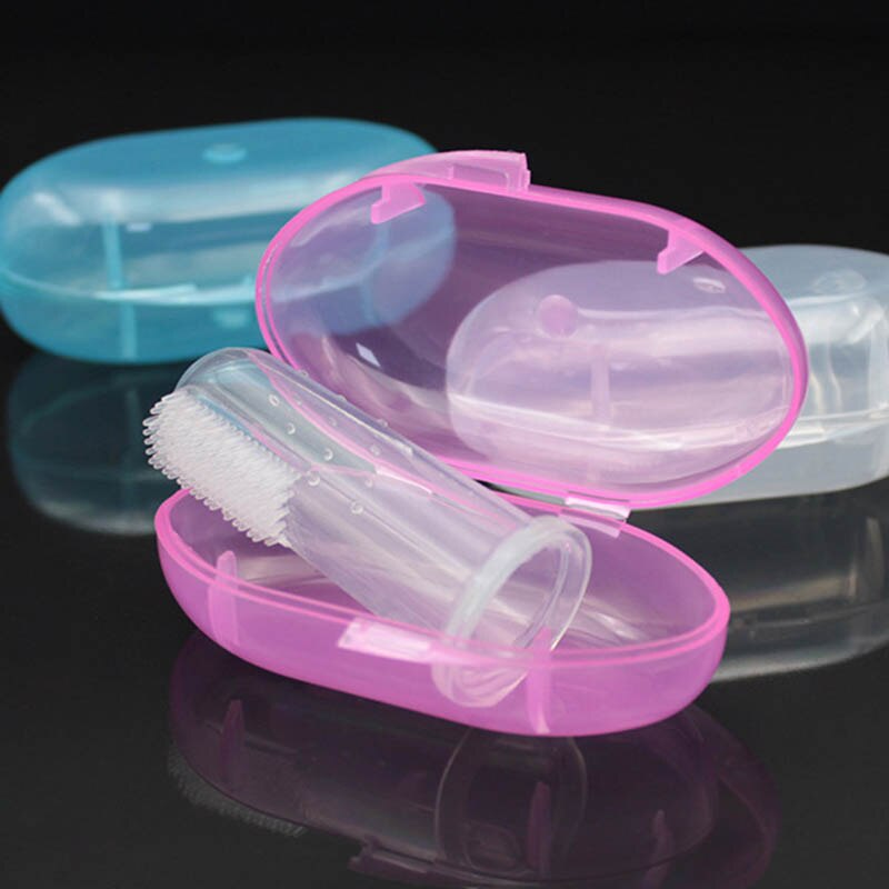 Baby Vinger Tandenborstel Silicon Tandenborstel + Box Kinderen Tanden Clear Soft Silicone Baby Tandenborstel Rubber Schoonmaken Baby Borstel