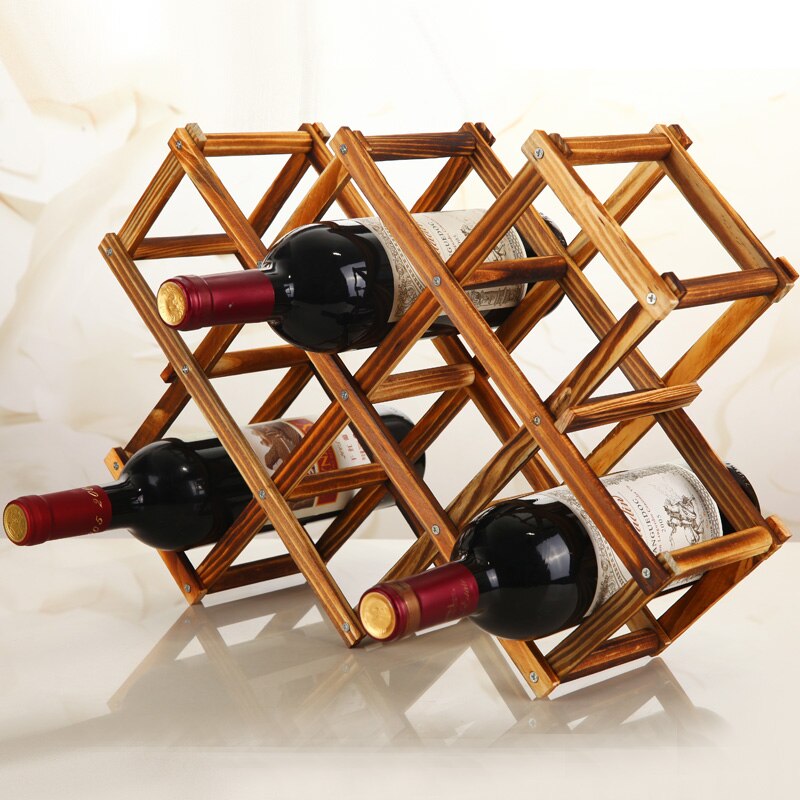 Soportes de madera para botellas de vino, estantes de almacenamiento de exhibición creativos y prácticos, plegables, decorativos, para sala de estar