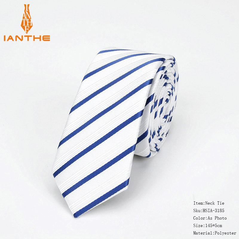 Mærke mænds jakkesæt slips klassisk mænds stribet slips formelle slid forretning sløjfer mænd polyester tynde slanke slips krave: Ia3185