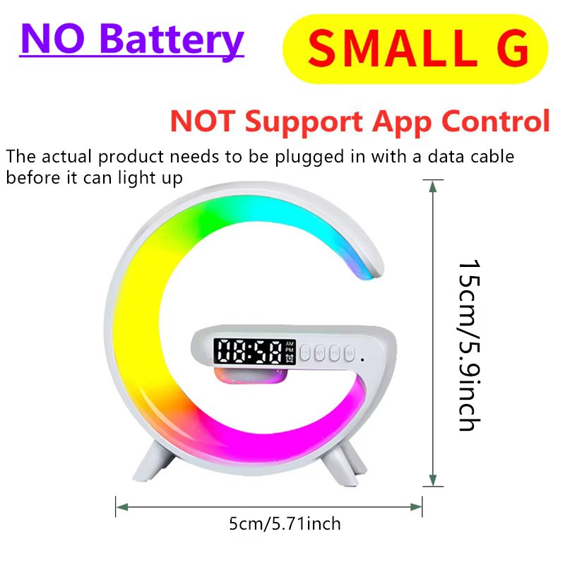 Bluetooth-högtalare atmosfärsljus trådlös laddare jul rgb natt väckning handsfree-samtal telefon snabbladdningsstation: Vit