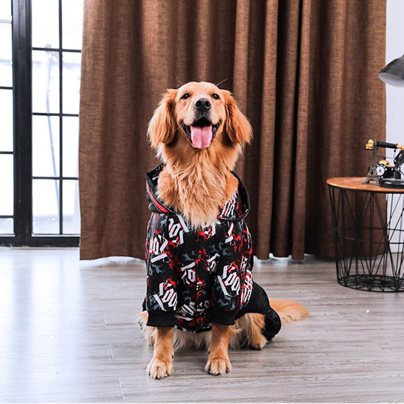 Stor hund kläder vinter varm hund hoodie snödräkt stor hund vadderad kappa för alaska labrador