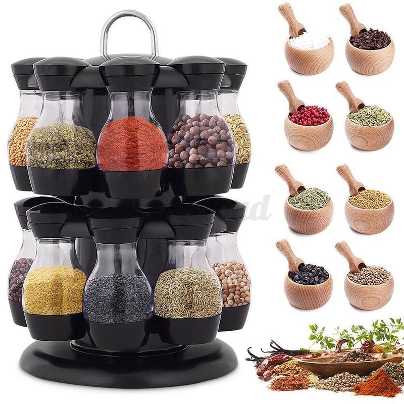 8/16 Stuks Roterende Cruet Kruiderij Kruiden Potjes Kruiden Flessen Opslag Shakers Houder Keuken Zout Sprays Organizer Peper P6C9