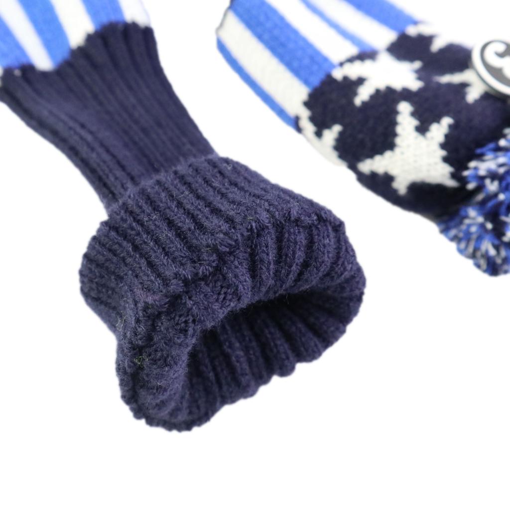 3Pcs Golf Club Knitted Head Cover Headcover Set Vintange Pom Pom Sock Covers Universal 1 3 5 Protector Golf Club Accessory