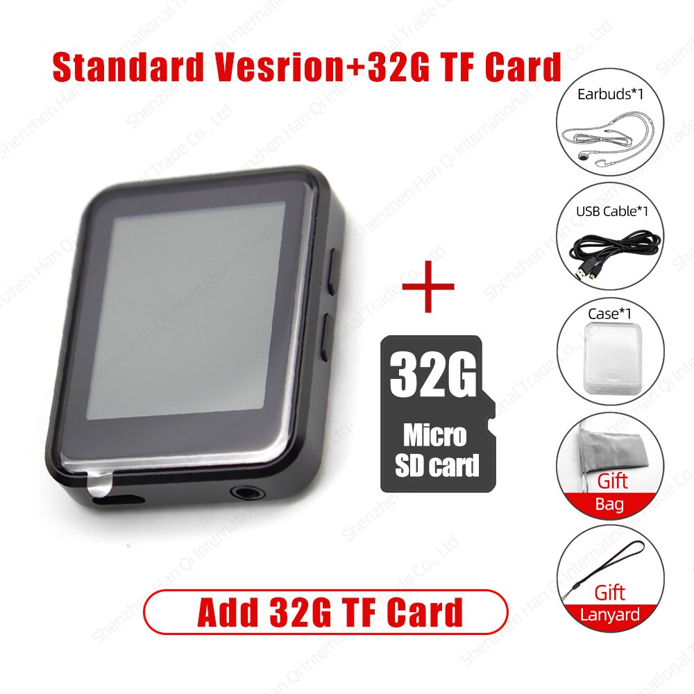 BENJIE X1 MP3 Player With Bluetooth Touch Screen Hifi Music Player Built-in Speaker Support TF Card FM Radio Video Recording: Add 32G TF Card