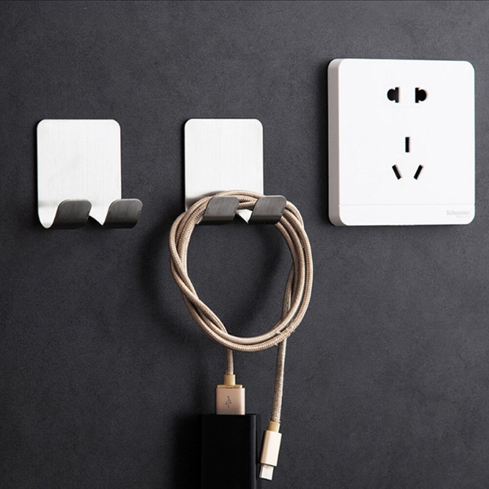 Multifunction Razor Horder Self Adhesive Practical Stainless Steel Hanger Socket Rack Self Adhesive Plug Hook Double Socket Rack