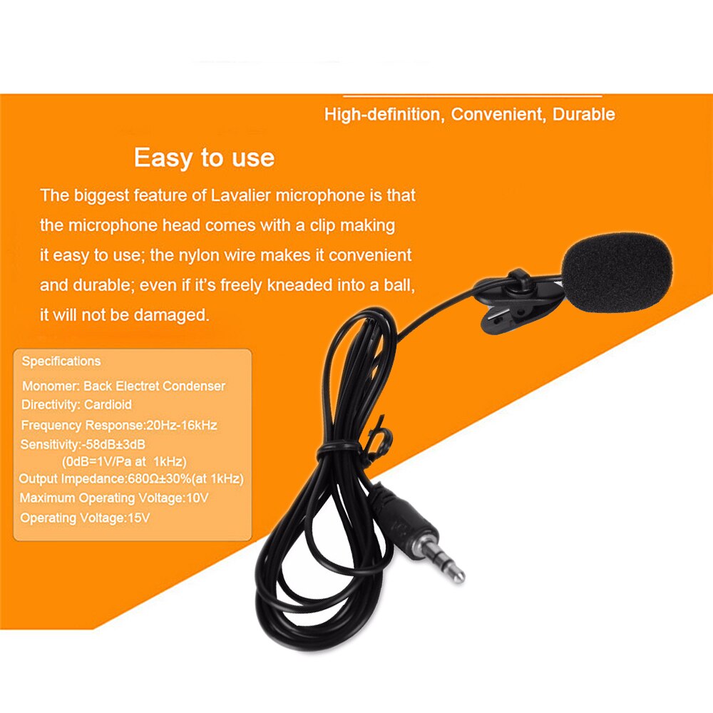 Upgrade 3.5mm Mini Headset Microphone Universal Lapel Lavalier Clip Microphone for Lecture Teaching Conference Guide Studio Mic