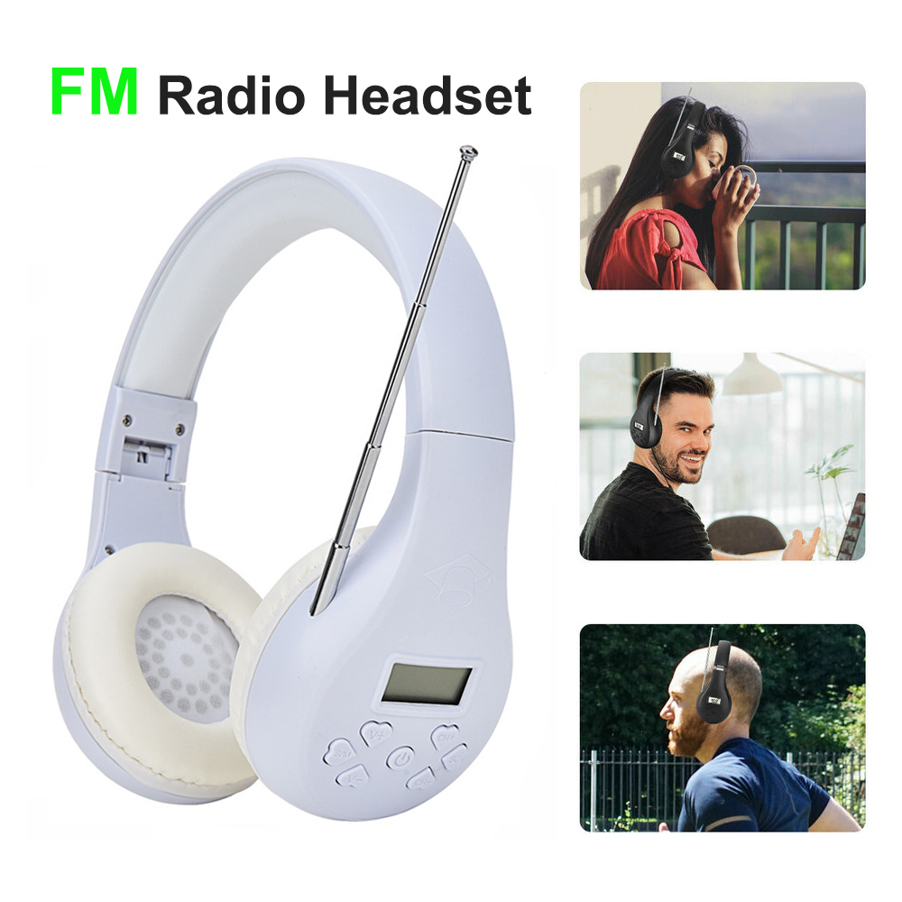 Auriculares estéreo con receptor de Radio FM portátil, cascos con pantalla Digital para conferencias, interpretación simultánea: Blanco
