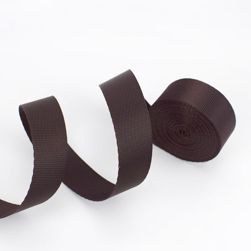 5M 0.7Mm Dikke 25Mm Polyester Nylon Spanbanden Lint Band Outdoor Rugzak Tas Strap Diy Halsband Knapsacktapes bias Binding: Coffee