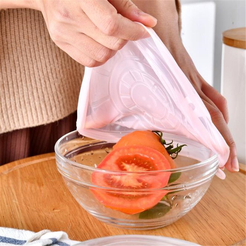6 pçs silicone tampas de estiramento universal silicone envoltório de alimentos tigela pote tampa de silicone pan cozinhar acessórios da cozinha