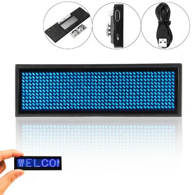 Wiederaufladbare Led Name Tag Mini LED Digital Programmierbare Wiederaufladbare Scrollen Nachricht Tag Abzeichen Zeichen Für Festival Event #290021: Blue