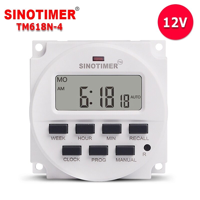 SINOTIMER 7 Days Programmable 12V DC Digital Timer Switch Control Time Relay: Default Title