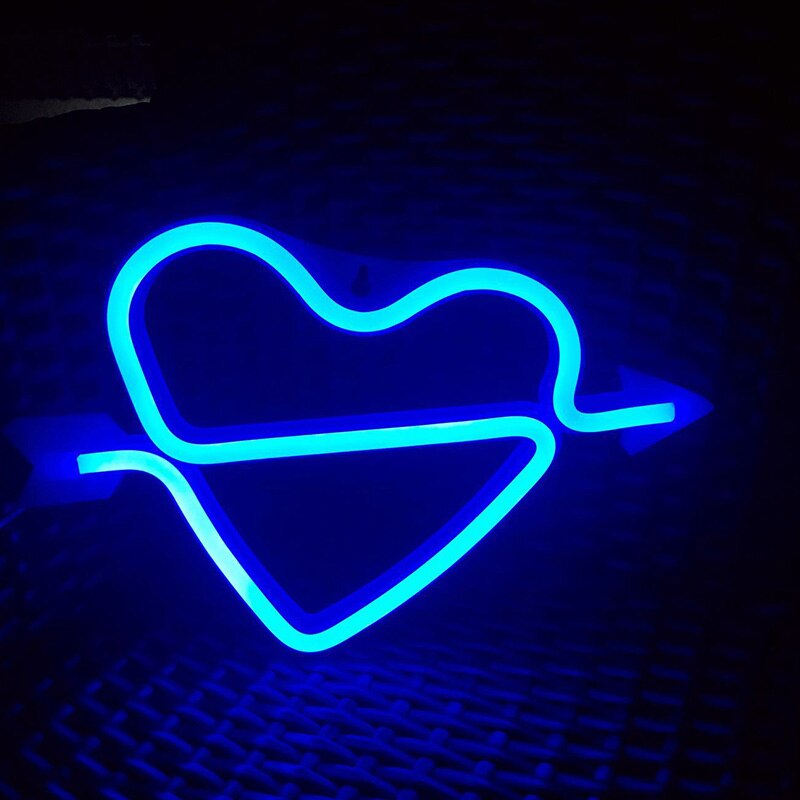 Mooie nachtlampjes neonbord hart tafellamp voor bar thuis feestdecoratie kerstmis verjaardag kind koppellampjes: Blauw