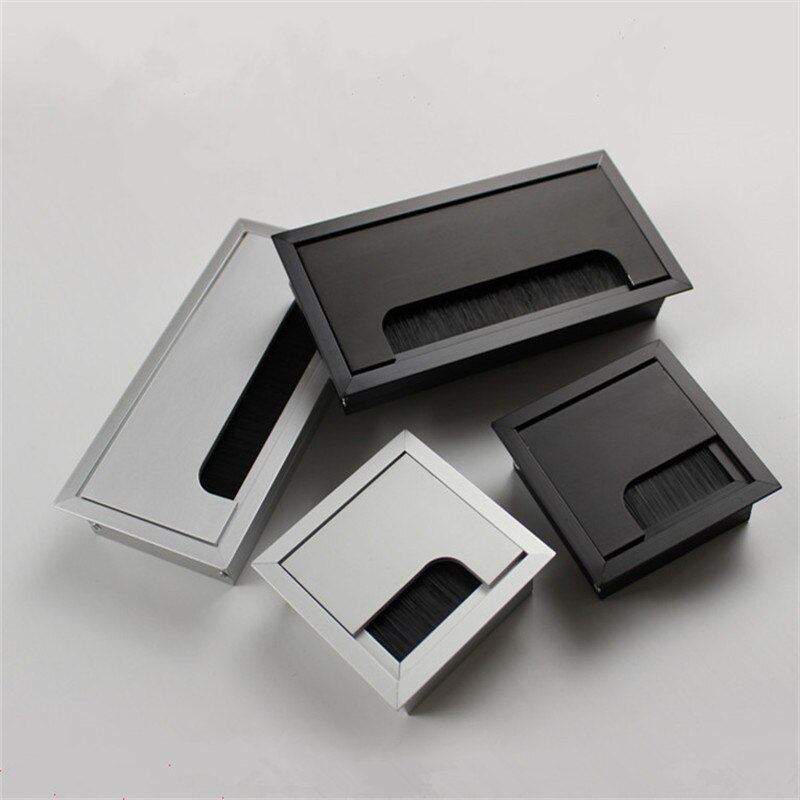 Aluminum Alloy Rectangular Desk Cable Grommets Wire Hole Cover Cable Outlet Port Surface Table Cable Hole Furniture Hardware