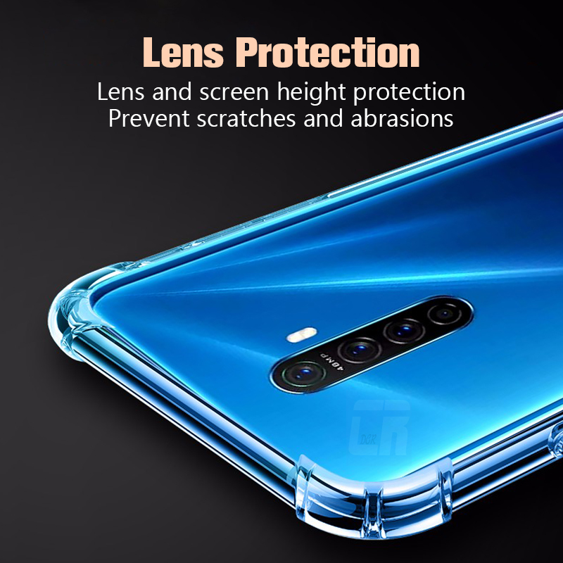Capa protetora de silicone airbag para oppo, capa transparente anti-queda para realme gt 3 5 8 pro 2 10x zoom a1k f7 f9 f11