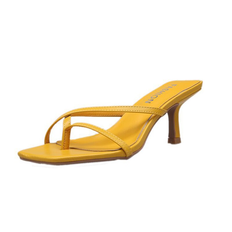 Dames sandalen schoenen dames slippers hakken pumps slippers hoge hakken zomer sexy sandaal vierkante neus casual schoenen: Geel / 7