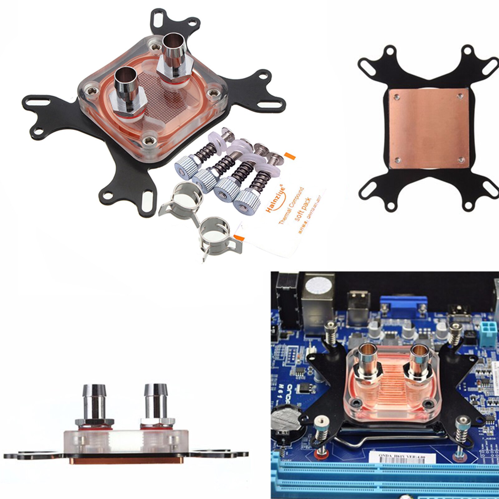 Head Copper Base Water Cooling Computer CPU Block Replacement for INTEL CPU Block