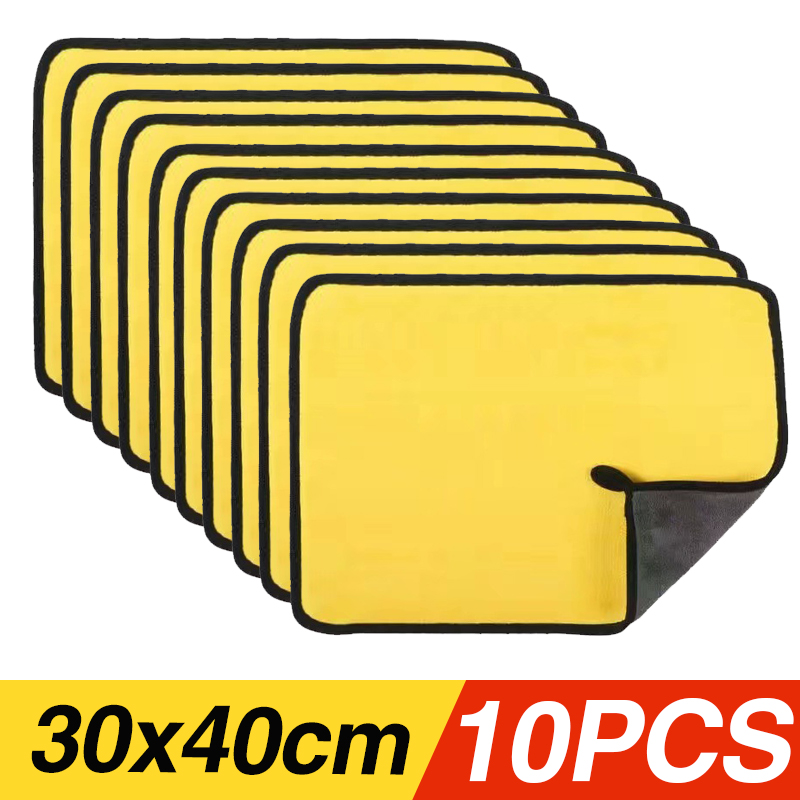 Toallas de lavado de microfibra para coche, paño de secado de absorción de agua, suave y grueso, doble capa, 30/40/60cm: Rojo