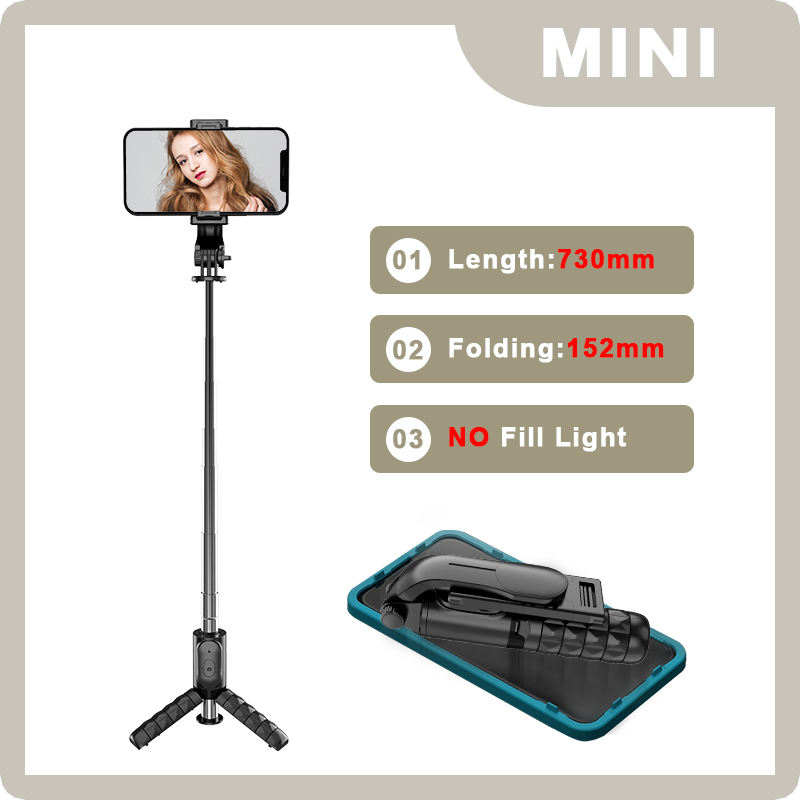 FANGTUOSI 2022 Mini Selfie Stick Bluetooth Tripod Monopod With Wireless Remote 360 Rotation Foldable stand For Phones: VIP No light