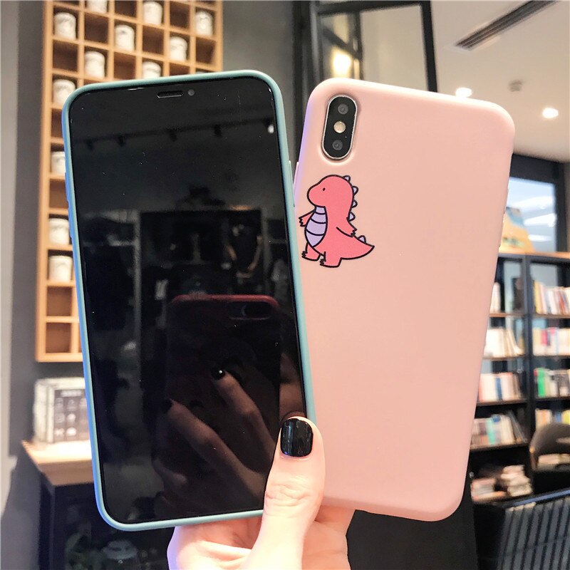 Lovebay Cartoon Lovely Dinosaur Phone Case For iPhone 11 Pro Max X 7 8 8plus XR XS Max 6S 6Plus Covers Soft TPU Candy Color Case