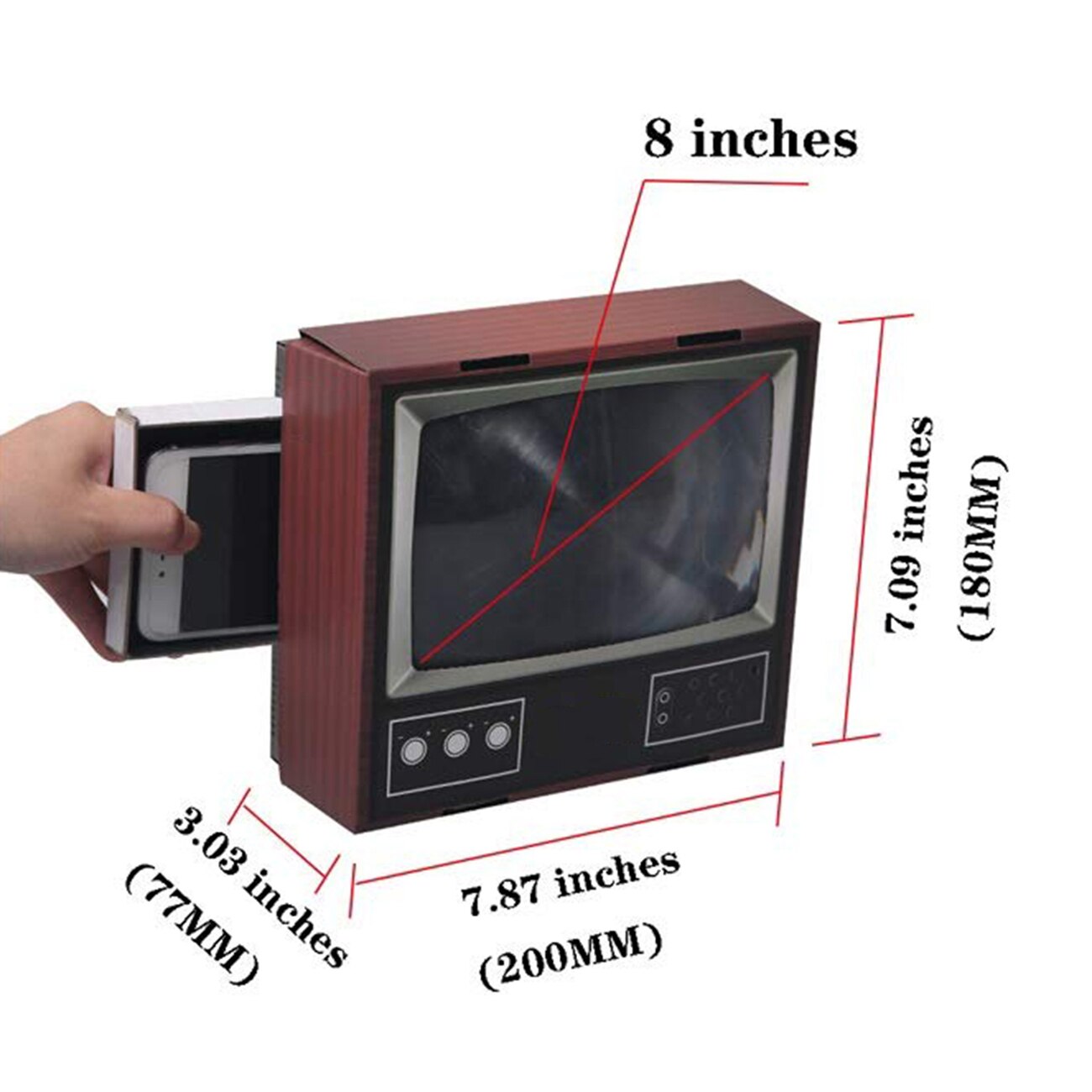 Retro Tv Screen Vergrootglas 3D Telefoon Screen Versterker Vergroot Video Foto Van Mobiele Telefoon Compatibel Met 4.5 "-6" Smart Telefoons