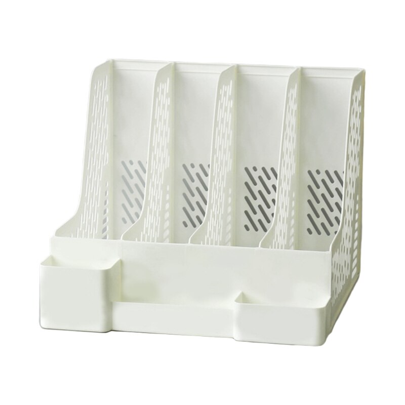 57EC Office 4-layer File Holder Letter Size File Organizer Holder Easy to Pull/Push: White