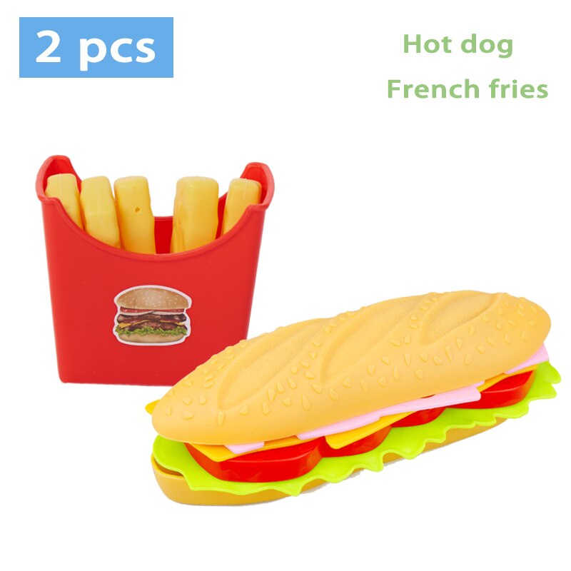 Juguetes de comida de imitación para niños, casa de juego para bebés, hamburguesa, perro , patatas fritas, juego de cocina de juguete, juguetes educativos de comida rápida: Hot dog French fries