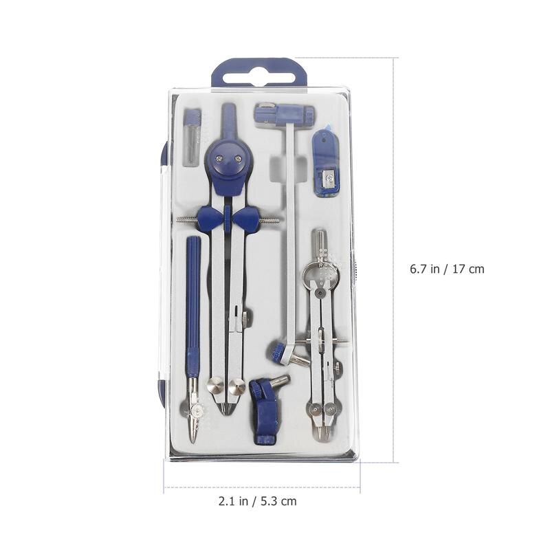 Compás de dibujo multifuncional, 1 Juego de 7 piezas, herramientas de dibujo prácticas (azul)